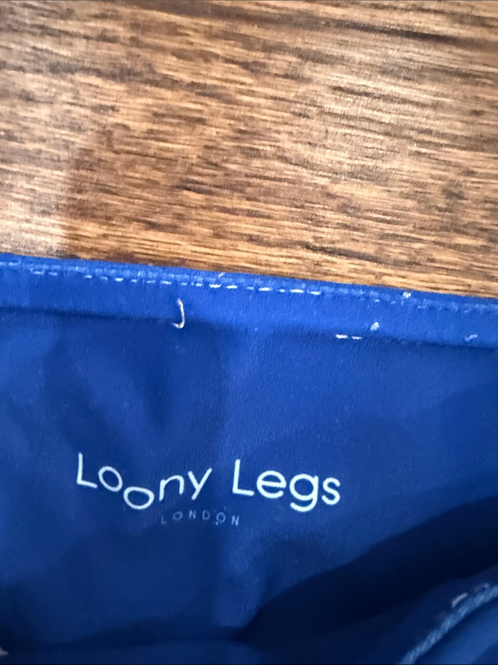 Loony Legs White Printed High-Waist Leggings with Blue Waistband - Picture 5 of 8